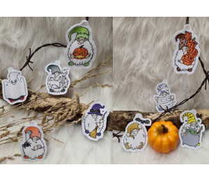 Stickserie ITH - Halloween Gnomes Anhänger